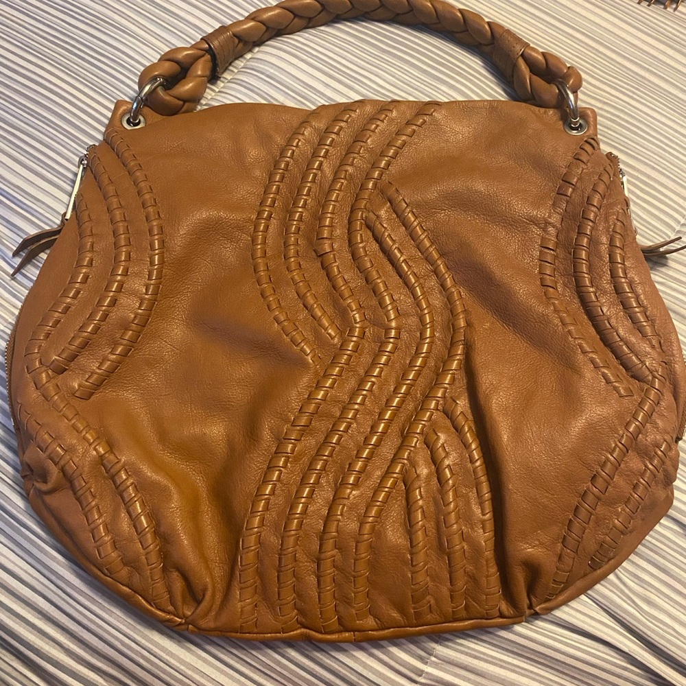 Fenn Wright Manson Brown Braided Leather Hobo Shoulder Bag Purse